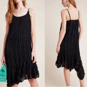 Anthropologie Eri + Ali black slip dress, size S asymmetrical hem sundress‎